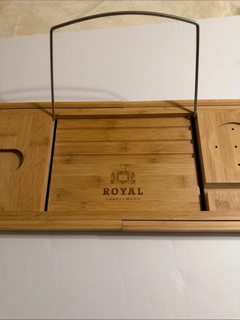Royal Craft Wood Premium Foldable Bath Tray Caddy- Natural Wood NWOT